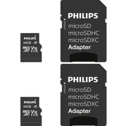 Philips Memory card Micro SDXC 2 pcs. 64GB C. [Levering: 4-5 dage]